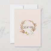 BOHO Blush Pampas Foliage Palm Roos Wreator RSVP Kaartje (Achterkant)