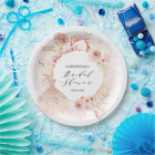 Boho Blush Pampas Glitter Dress Vrijgezellenfeest Papieren Bordje (Feest)