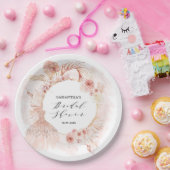 Boho Blush Pampas Glitter Dress Vrijgezellenfeest Papieren Bordje (Feest)