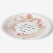 Boho Blush Pampas Glitter Dress Vrijgezellenfeest Papieren Bordje (Gekanteld)