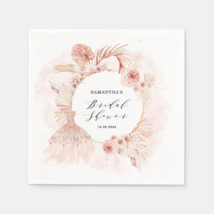 Boho Blush Pampas Glitter Dress Vrijgezellenfeest Servet