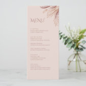 Boho Blush Pampas Gras Trouw Menu Kaart (Staand voorkant)