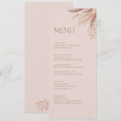 Boho Blush Pampas Gras Trouw Menu Kaart (Voorkant / Achterkant)