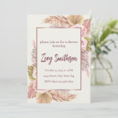 Boho Blush Pampas Gras Uitnodiging (Staand voorkant)