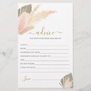 Boho Blush Pampas Grass Advice voor de Bride-kaart