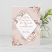 Boho Blush Pampas Grass and Dried Flowers Kaart (Staand voorkant)