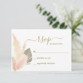 Boho Blush Pampas Grass RSVP-kaart RSVP Kaartje (Staand voorkant)