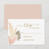 Boho Blush Pampas Grass RSVP-kaart RSVP Kaartje (Voorkant / Achterkant)