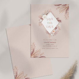 Boho Blush Pampas Grass Save the Date Kaart