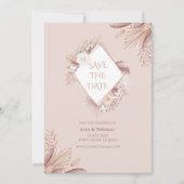 Boho Blush Pampas Grass Save the Date Kaart (Voorkant)