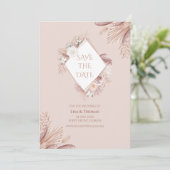 Boho Blush Pampas Grass Save the Date Kaart (Staand voorkant)