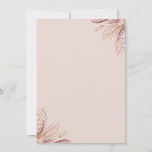 Boho Blush Pampas Grass Save the Date Kaart (Achterkant)