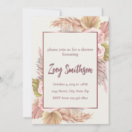 Boho Blush Pampas Grass Uitnodiging