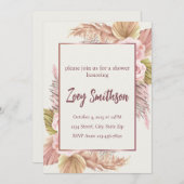 Boho Blush Pampas Grass Uitnodiging (Voorkant / Achterkant)