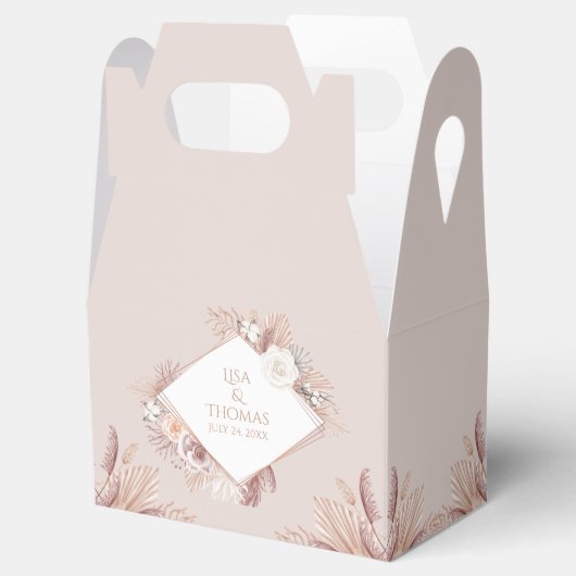 Boho Blush Pampas Grass Wedding Favor Box Bedankdoosjes (Geopend)