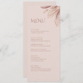Boho Blush Pampas Grass Wedding Menu Kaart (Voorkant / Achterkant)