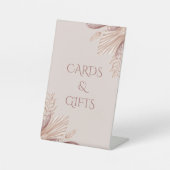 Boho Blush Pampas Grass Wedding Table Sign Reclamebord Met Voetstuk (Voorkant)