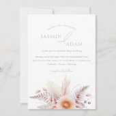 Boho Blush Pampas Madeliefjes Bruiloft Kaart (Voorkant)