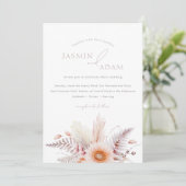 Boho Blush Pampas Madeliefjes Bruiloft Kaart (Staand voorkant)