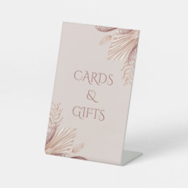 Boho Blush Pampasgras Huwelijk Tafelbord Reclamebord Met Voetstuk