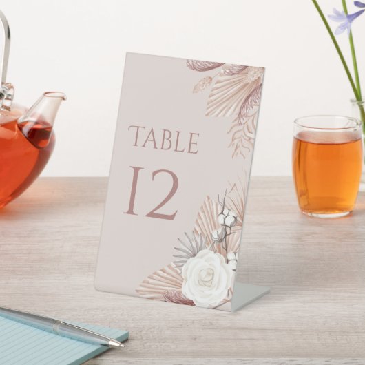 Boho Blush Pampass Grass Reclamebord Met Voetstuk (Insitu)