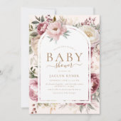 Boho Blush Peonies Bloemen Baby Meisje Douche Kaart