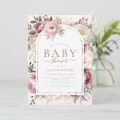 Boho Blush Peonies Bloemen Baby Meisje Douche Kaart