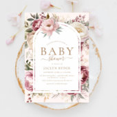 Boho Blush Peonies Bloemen Baby Meisje Douche Kaart
