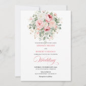 Boho Blush Peonies Gold Floral Wedding Invitation Kaart (Voorkant)