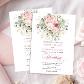 Boho Blush Peonies Greenery Gold Wedding Invites Kaart