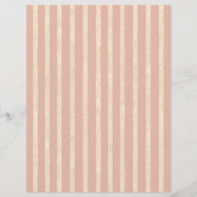 Boho Blush Pink and Cream Stripes Scrapbook Paper (Voorkant)