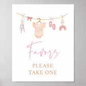 Boho Blush Pink Baby shower Favorieten Teken Poster (Voorkant)