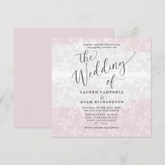 Boho Blush Pink & Beige Floral Wedding Kaart (Voorkant / Achterkant)