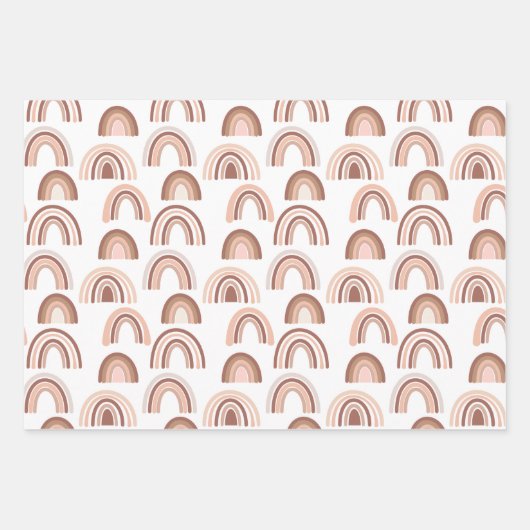 Boho Blush Pink Beige Rainbow Inpakpapier Vel (Voorkant 2)