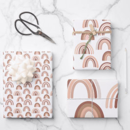 Boho Blush Pink Beige Rainbow Inpakpapier Vel