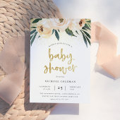 Boho Blush Pink & Brushed Gold Script Baby shower Kaart