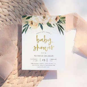Boho Blush Pink & Brushed Gold Script Baby shower Uitnodiging Briefkaart