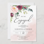 Boho blush pink burgundy floral greenery kaart (Voorkant)