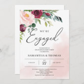 Boho blush pink burgundy floral greenery kaart (Voorkant / Achterkant)