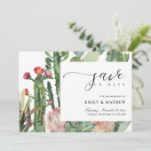 BOHO BLUSH PINK DESERT CACTUS FLORAL WATERVERF SAVE THE DATE (Staand voorkant)