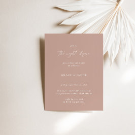 Boho Blush Pink Elegant Wedding Rehearsal Dinner Kaart