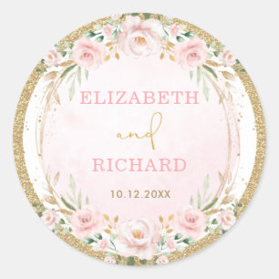 Boho Blush Pink Fairy Tale Wedding Favor Ronde Sticker