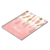 Boho Blush Pink Feathers Ombre Personeelsop Notitieboek (Linkerzijde)
