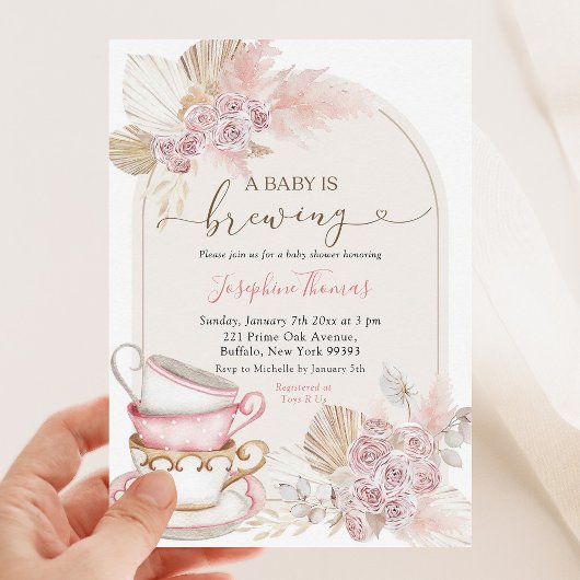 Boho Blush Pink Floral Baby is het brouwen van Bab Kaart