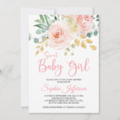 Boho Blush Pink Floral Baby shower Uitnodiging (Voorkant)