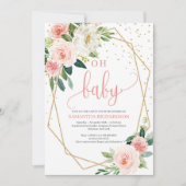 Boho Blush Pink Floral Baby shower Uitnodiging (Voorkant)