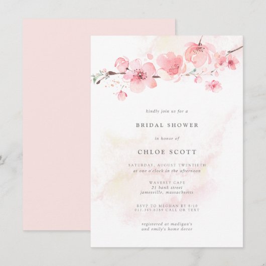 Boho Blush Pink Floral Bridal Shower Kaart (Voorkant / Achterkant)