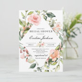 Boho Blush Pink Floral Bridal Shower Kaart (Staand voorkant)