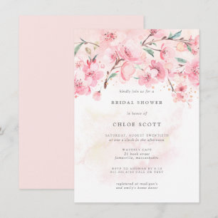 Boho Blush Pink Floral Bridal Shower Kaart