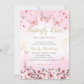 Boho Blush Pink Floral Butterfly Girl Baby shower Kaart (Voorkant)